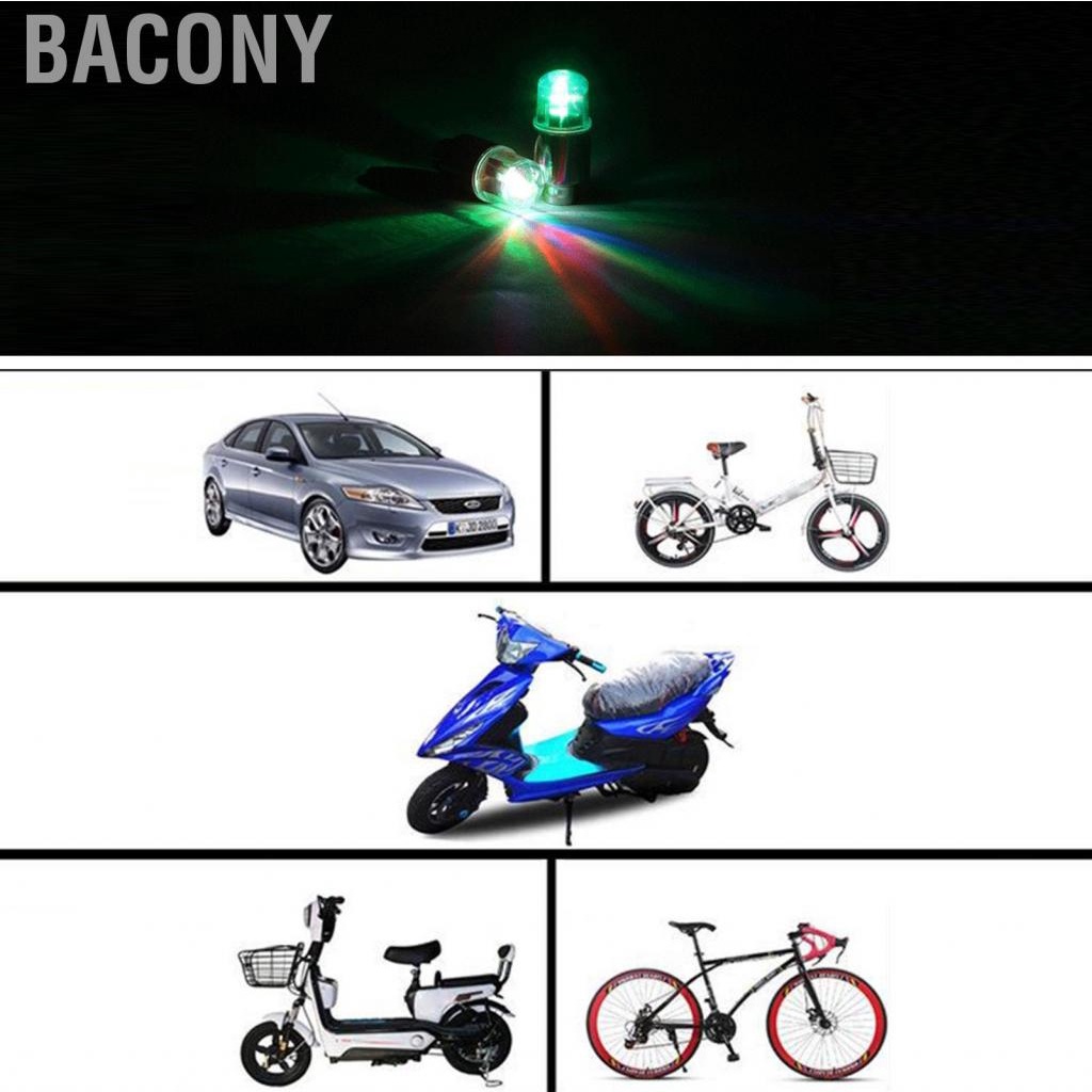 Bacony 2pcs Motorcycle Wheel Light  Flash Tyre Valve Cap for Car Bike Bicycle