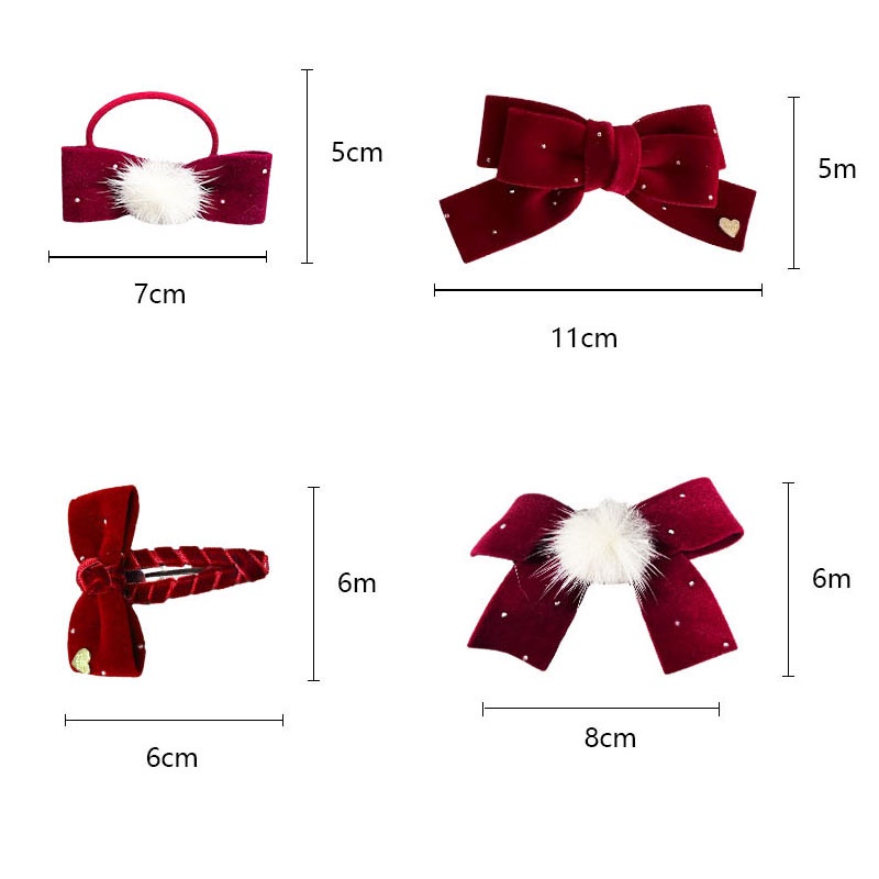 Kẹp Tóc Đính Nơ Bằng Nhung Phong Cách Thời Trang Năm Mới Hàn Quốc