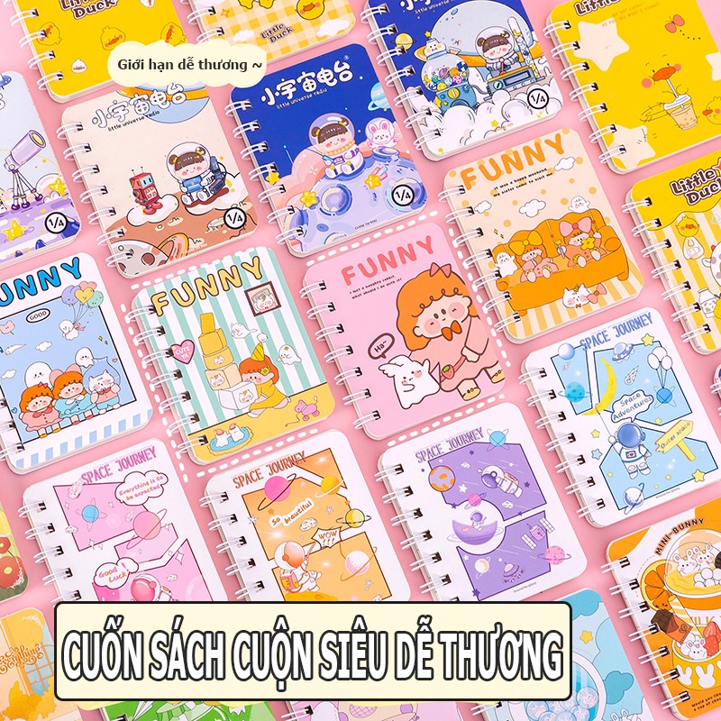 Số tay ghi chép mini A7, sổ hoạt hình gáy lò xo dễ thương ngộ nghĩnh, thiết kế nhỏ gọn tiện lợi