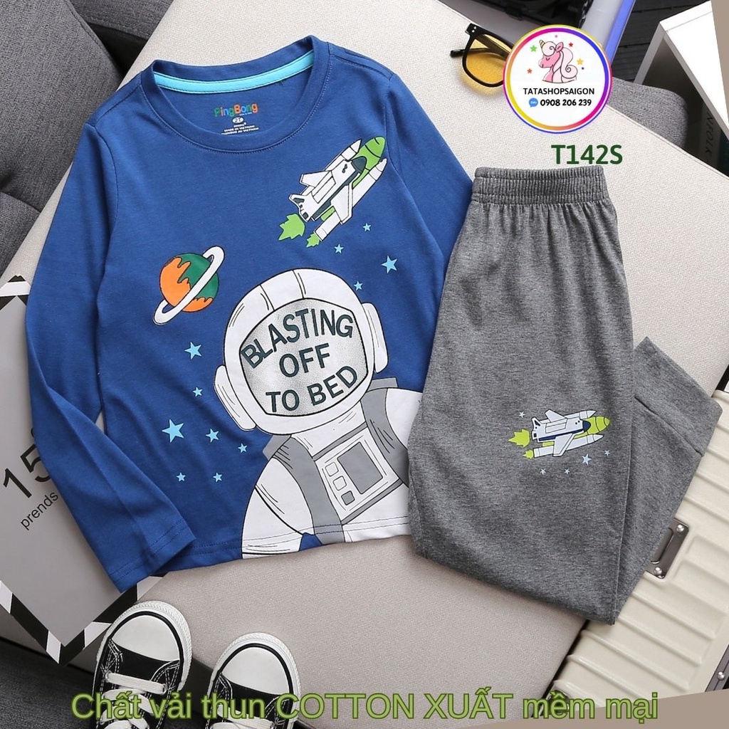 13 đến 40kg Bộ bé trai dài tay thun cotton xuất in hình xe hoạt hình cho bé trai T142