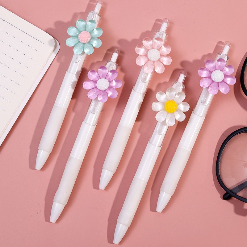 Bút Bi Nhấn Mực Đen / Bút Kí Tên Hình Hoa Hướng Dương mini Hàn Quốc Đáng Yêu Cho Văn Phòng / Trường Học