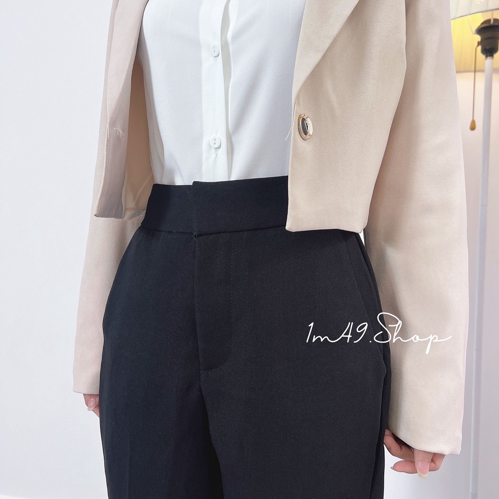 Quần Tây Cạp Cao Chất Tuyết Mưa Khóa Cài P128