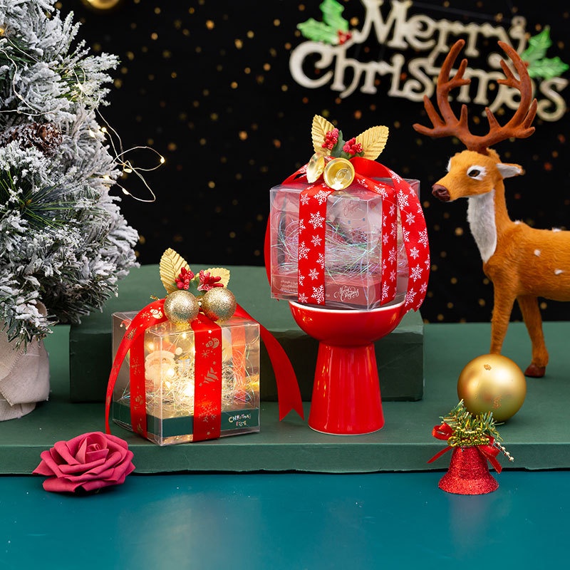 Hộp Đựng Quà Giáng Sinh Bằng Kim Loại Có Đèn Led Trước