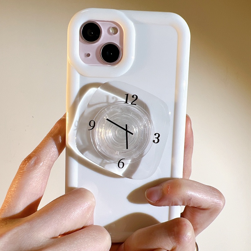 Ốp Điện Thoại Silicon Mềm Chống Rơi Có Giá Đỡ Đồng Hồ Cho iphone 7 7 plus 8 8 plus xs xr 11 12 13 14 15 pro plus promax