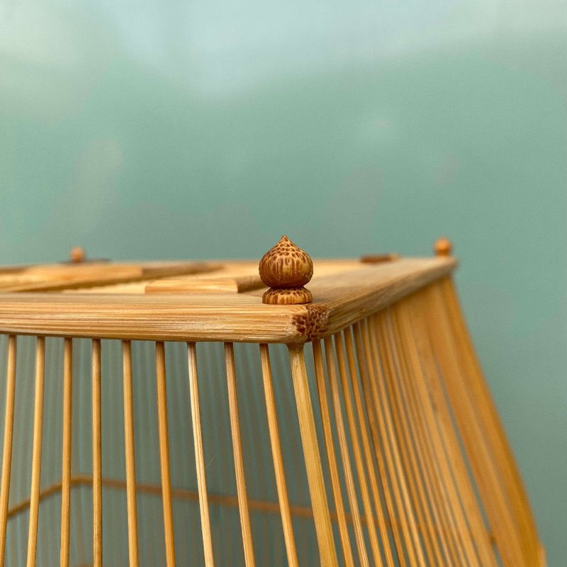 Viên Bi gắn nóc, gắn chân lồng chim chào mào Tre già tiện kỹ cao cấp Kabosa