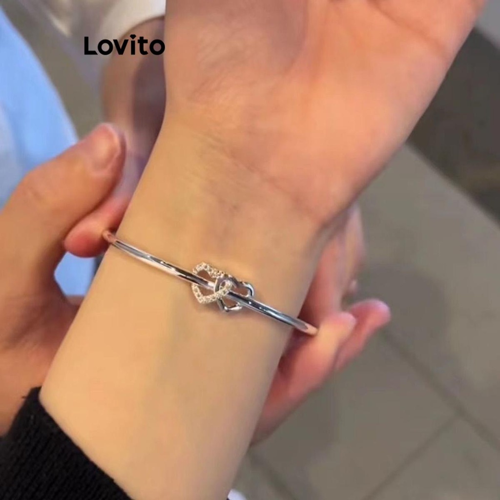 Lovito Vòng tay trái tim hình trái tim thông thường cho nữ LFA07208 (Bạc)