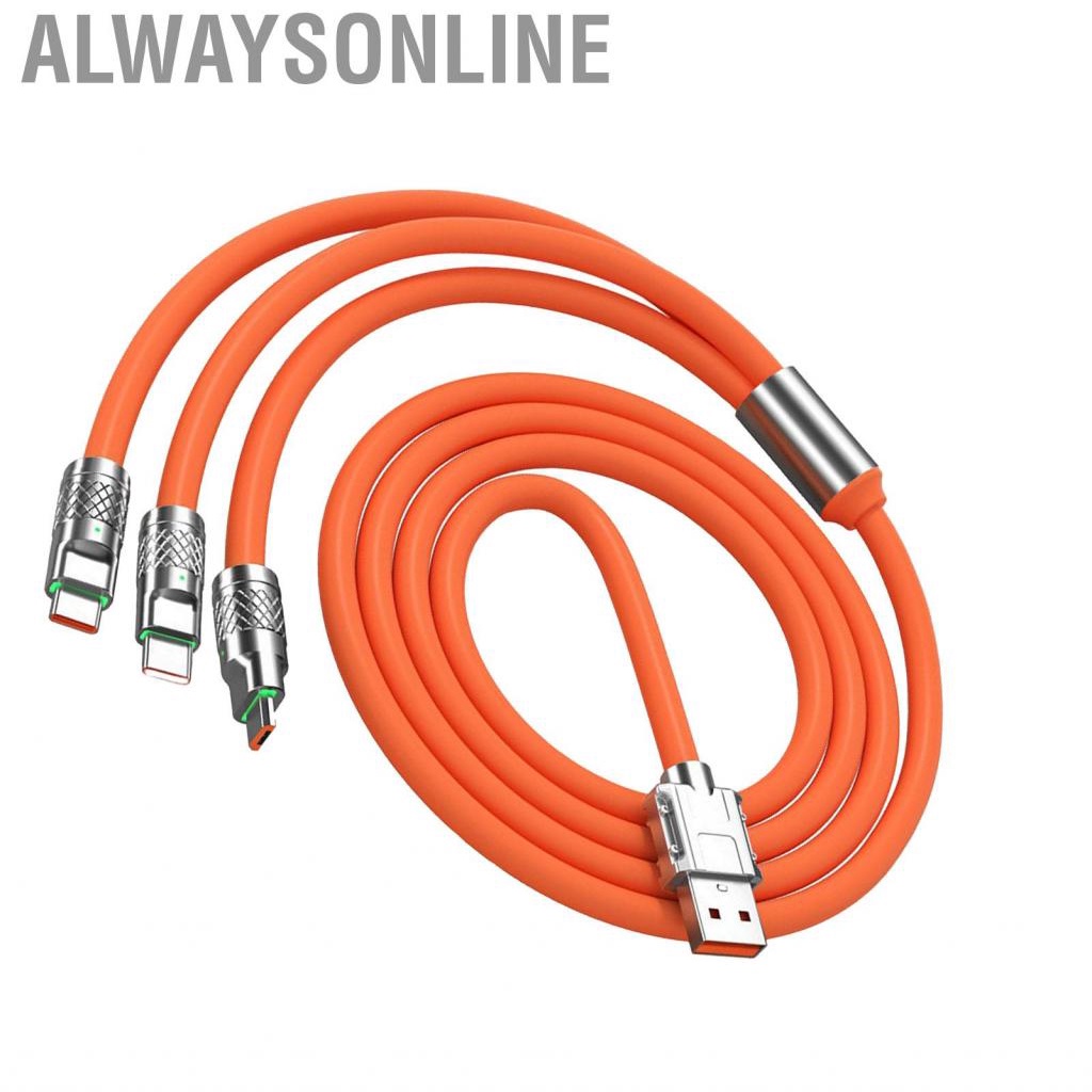 Alwaysonline 3.94ft 120W 3 In 1 Charging Cord For IOS Interface TYPE C Hot
