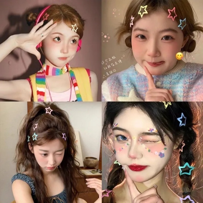 Bộ 10 / 20 / 30 / 40 / 50 Kẹp Tóc Kim Loại Hình Ngôi Sao Năm Cánh Nhiều Màu Sắc Kiểu Hàn Quốc y2k