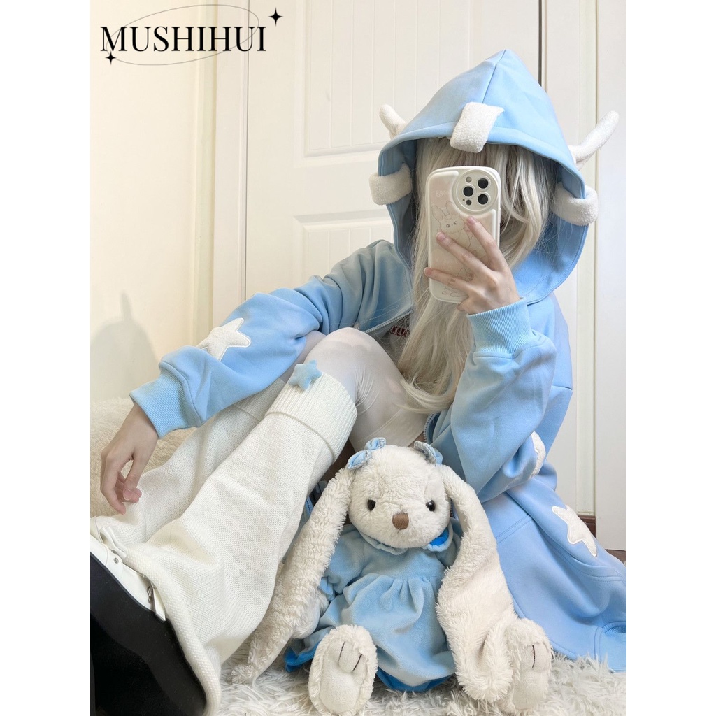 MUSHIHUI Áo Khoác hoodie áo khoác nữ zip hoodie cozy Thông thường Độc đáo Fashion WWY23B0UVO 47Z231124