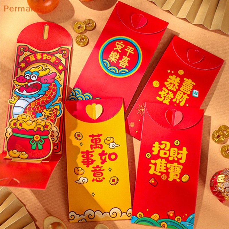 Bao Lì Xì Năm Mới 2024 Họa Tiết Rồng Đỏ May Mắn Phong Cách Trung Hoa