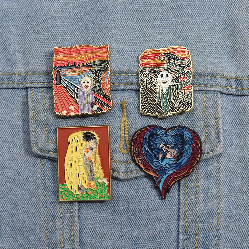 Huy Hiệu Cài Áo Hình Tranh Sơn Dầu van gogh Bầu Trời Đầy Sao Không Mặt Vui Nhộn Làm Quà Tặng Bạn Bè