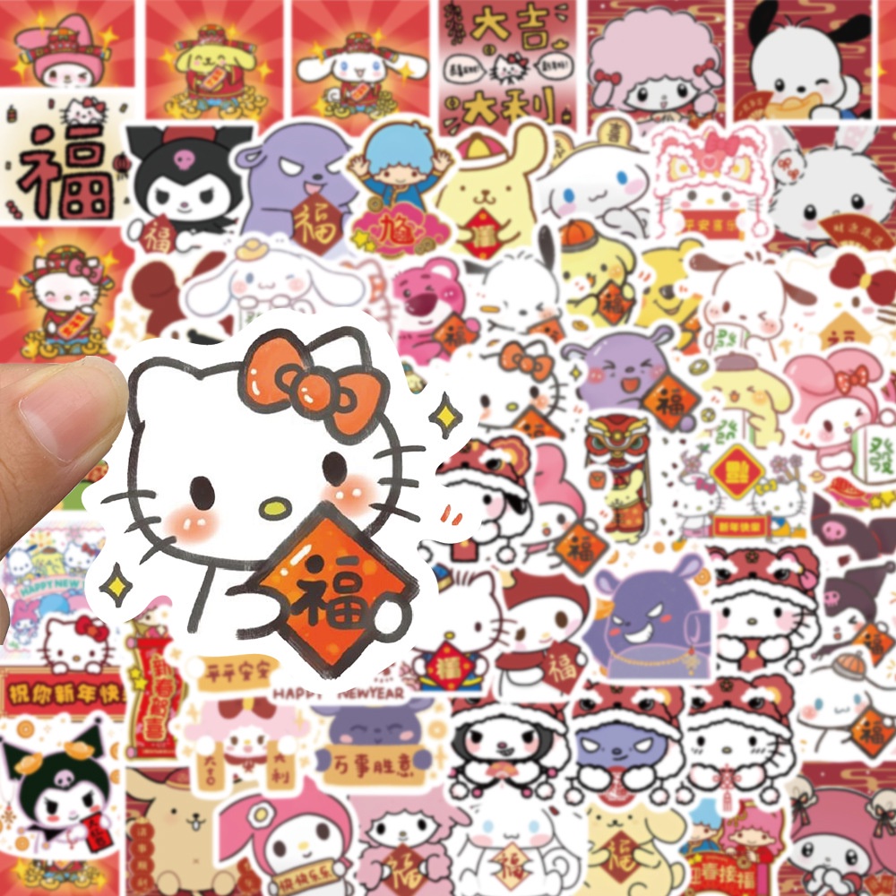 SANRIO Bộ 67 Miếng Dán Trang Trí Mũ Bảo Hiểm / Bút Chì Chống Thấm Nước Họa Tiết Hoạt Hình graffiti Dễ Thương