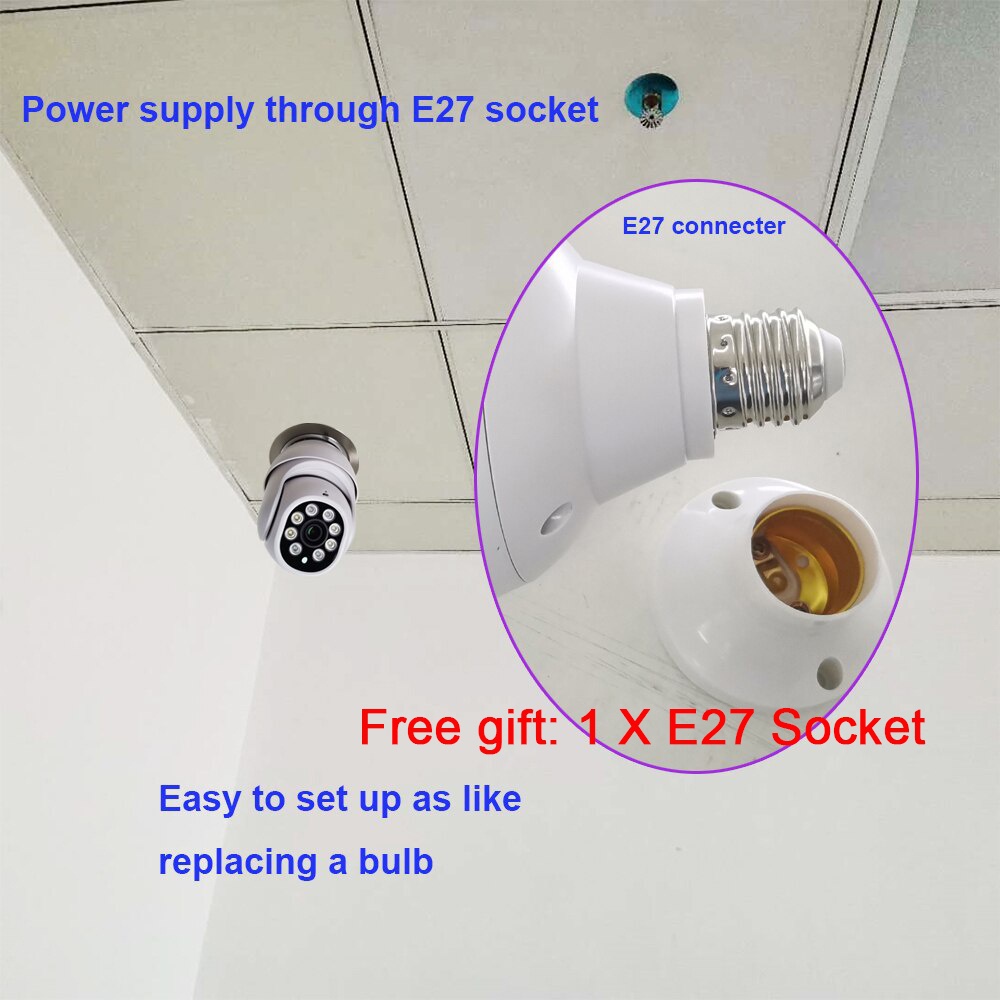 Camera Thông Minh e27 Không Dây 360 Độ Có Đèn led