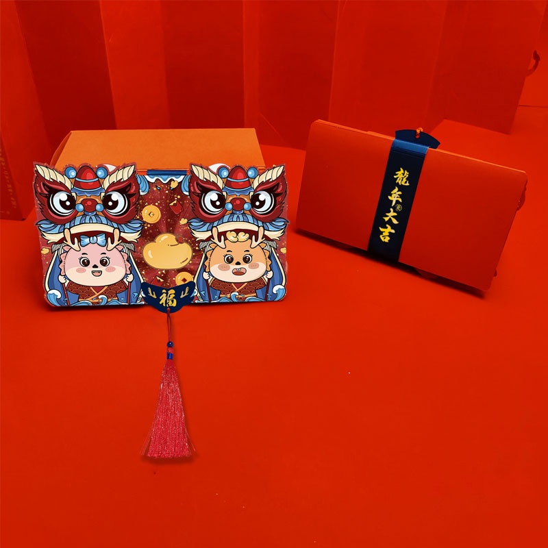 Bao Lì Xì Năm Mới Màu Đỏ Họa Tiết Hoạt Hình Phong Cách Trung Hoa