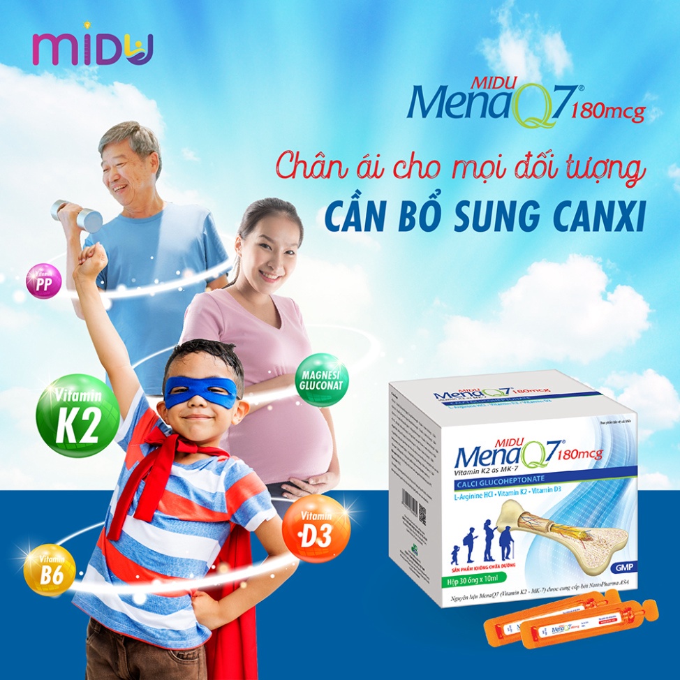 Midu MenaQ7 180mcg Phát triển chiều cao cho trẻ em và giúp xương chắc, dài