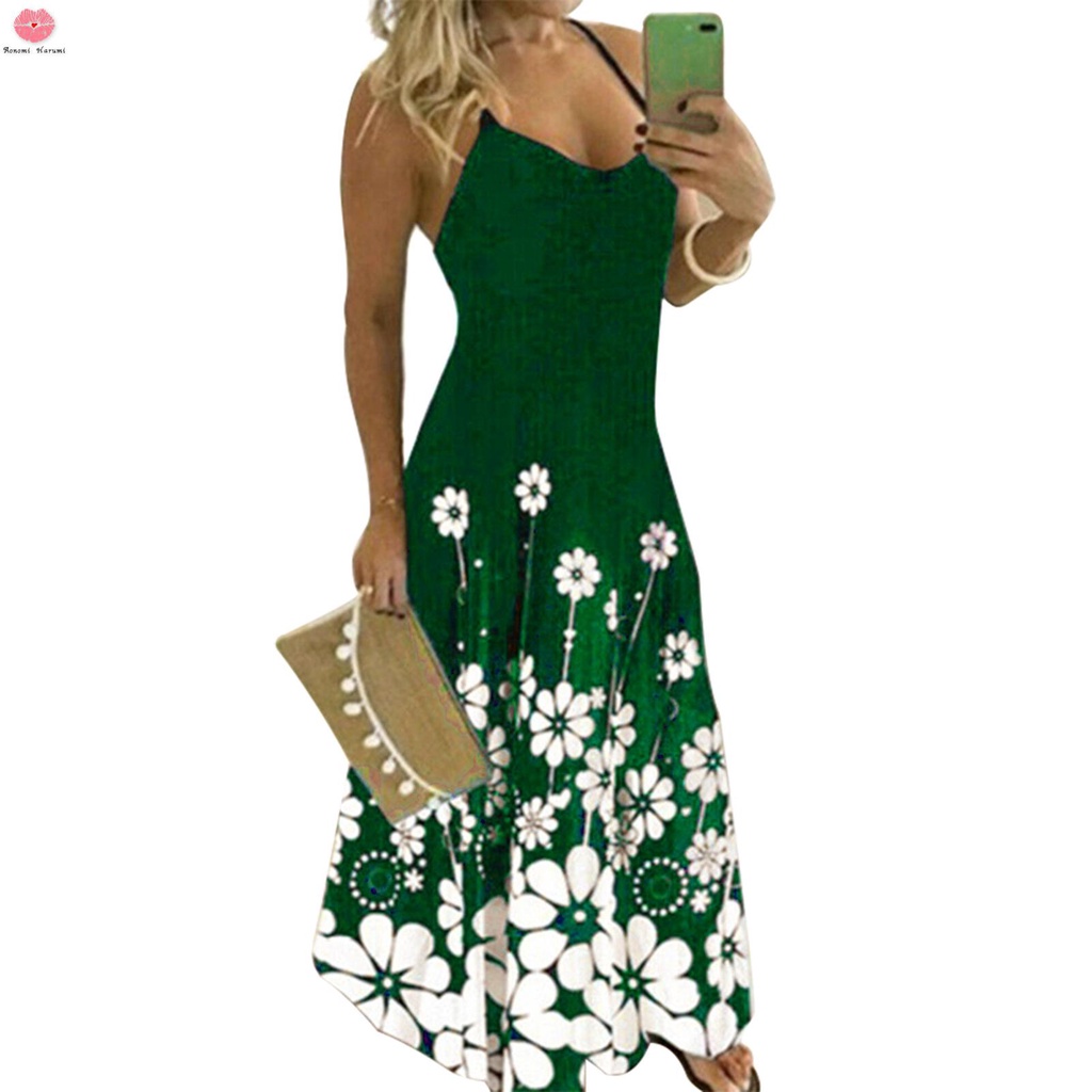 Đầm Hai Dây Cổ Chữ v In Họa Tiết Xinh Xắn Dành Cho Nữ