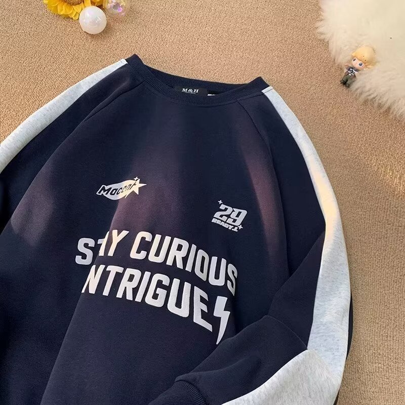 Mới Áo hoodie Tay Dài Cổ Tròn Phong Cách Hàn Quốc Thời Trang Thu Đông Cho Nam