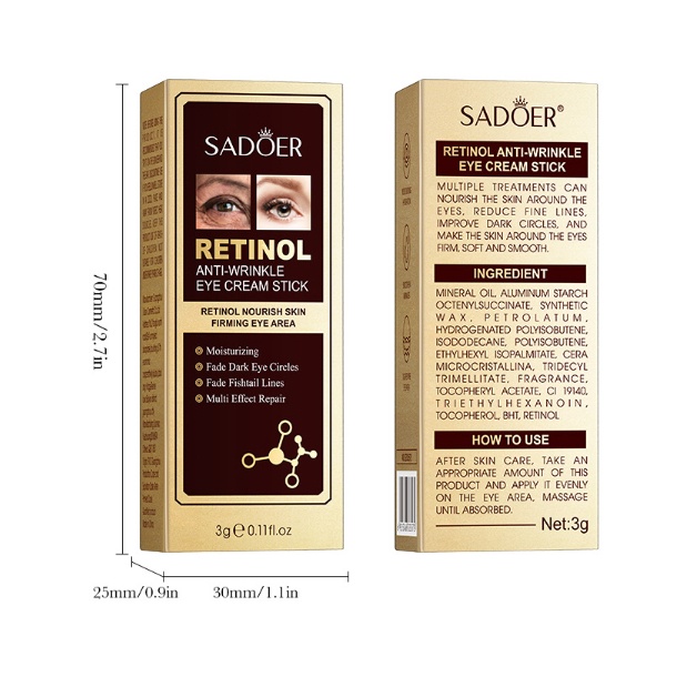 Kem dưỡng chống nhăn  chống lão hóa giảm thâm quầng mắt Sadoer Rentinol Anti - Wrinkle Eye Cream stick S20