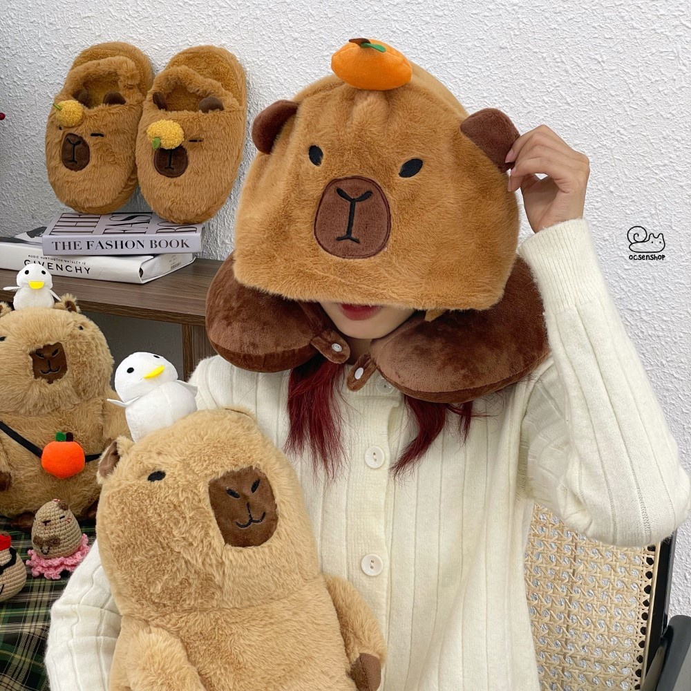 Gối kê cổ kèm mũ Capybara
