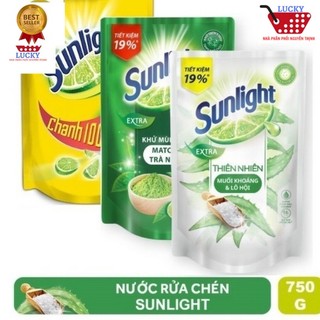 Túi Nước rửa chén Sunlight 750g -Hương Chanh /Lô Hội/Trà xanh Mastra