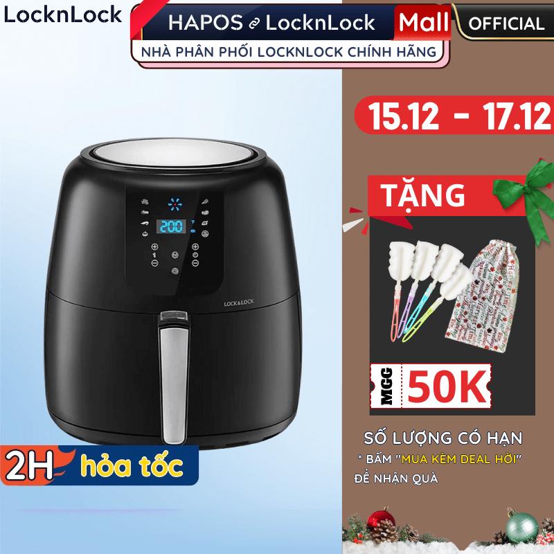 Nồi chiên không dầu LocknLock điện tử EJF357 5.2 Lít 1800W - Tặng chảo nướng 1,7L, Găng tay - HAPOS MALL OFFICIAL