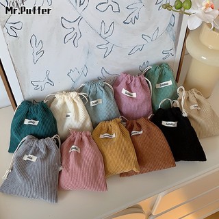 Mr.puffer Túi Dây Rút Đựng Mỹ Phẩm Sức Chứa Lớn Bằng Vải Nhung Dệt Màu Trơn Di Động Cho Nữ