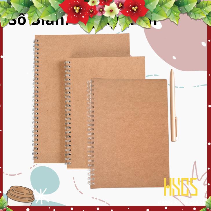Sổ vẽ chì 100 trang lò xo HXGS A5 giấy trơn phong cách màu kem Vintage 100 trang 100gsm, sổ tay ghi chép notebook A5
