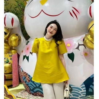 M767 - Set áo cách tân lụa phối cổ kèm quần suông