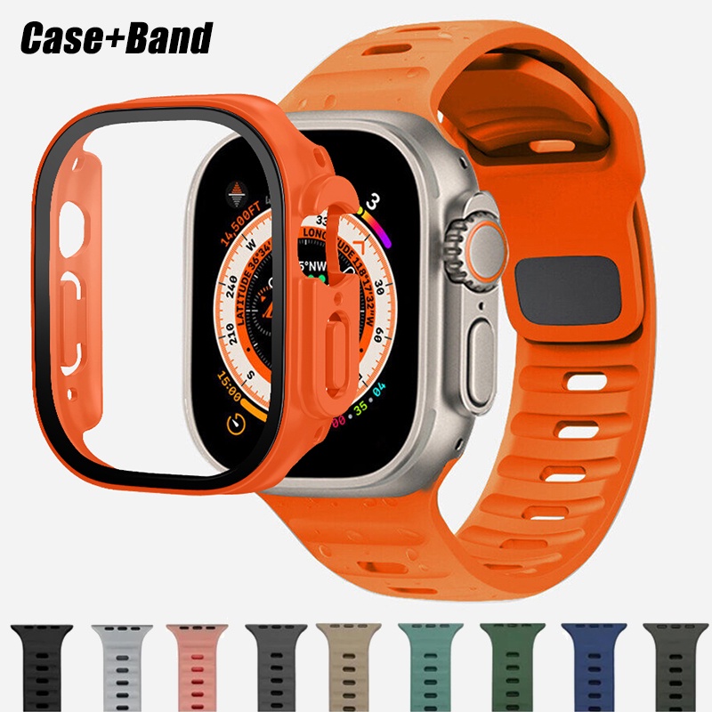 Silicone Dây Đeo Silicon Kèm Kính Cường Lực Cho Đồng Hồ Thông Minh apple watch ultra 2 49mm iwatch s