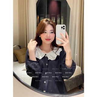 Bae mali - bộ mặc nhà nữ thu đông len dệt, cổ ren cao cấp sp362
