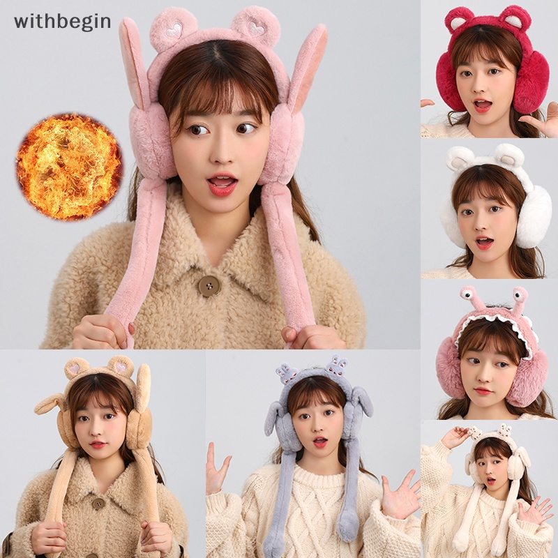 Bịt Tai Bằng Vải Bông Dày Dặn Mềm Mại Giữ Ấm Chống Gió Hình Tai Thỏ Dễ Thương