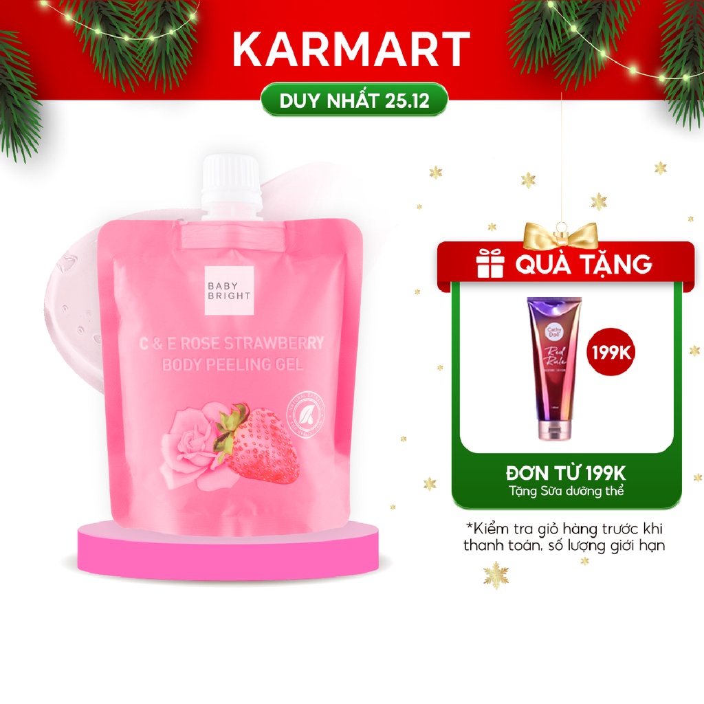 Tẩy Tế Bào Chết Toàn Thân Dạng Gel BABY BRIGHT Rose Strawberry Body Peeling Gel Hoa Hồng Và Dâu 200ml