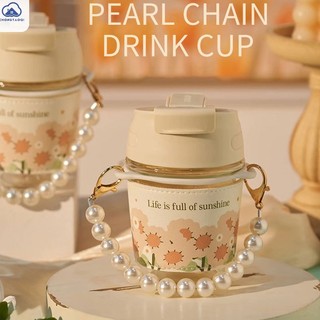  Cốc Thủy Tinh Uống Nước Hai Lớp Kèm Ống Hút Và Dây Xích Nhỏ Gọn Dễ Thương Dành Cho Bạn Gái 