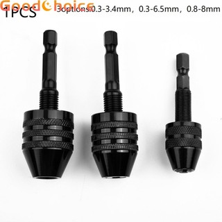 Keyless Drill Chuck 1/4" Quick Change Aluminum alloy Drill Bit Black Practical