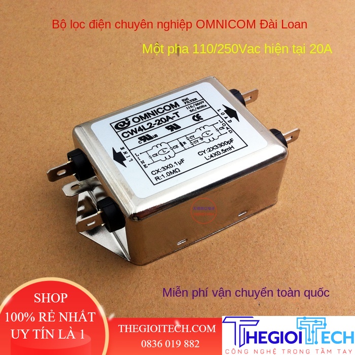 Bộ Lọc Công Suất Omnicom 220v20a Thiết Bị Đầu Cuối Bộ Lọc EMI CW4L2-20A-T 115V/250V 20A 50/60Hz - 10A:CW4L2-10A-T
