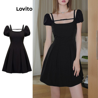 Đầm Lovito màu trơn xếp ly giả 2 trong 1 phong cách thường ngày dành cho nữ L80ED310