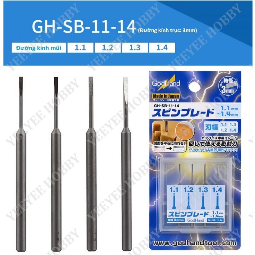 DỤNG CỤ MÔ HÌNH GODHAND - GH-SB - BỘ MŨI KHOÉT LỖ ĐÁY PHẲNG