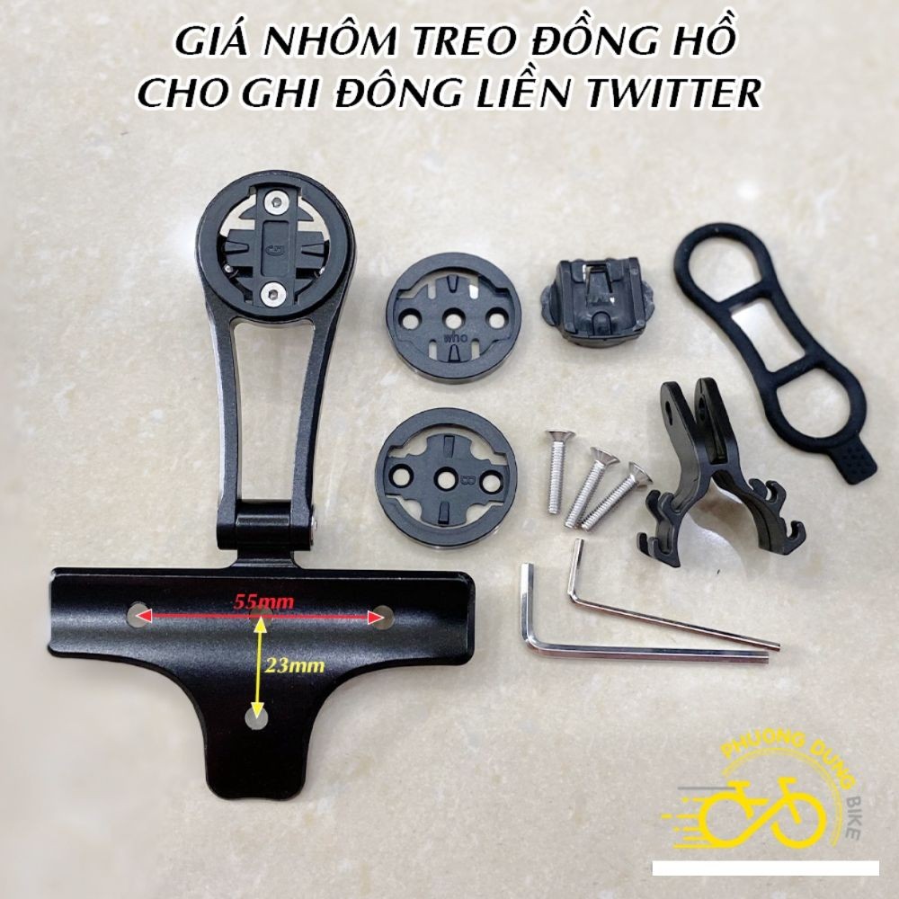Giá nhôm bắt đồng hồ cho ghi đông liền xe đạp TWITTER