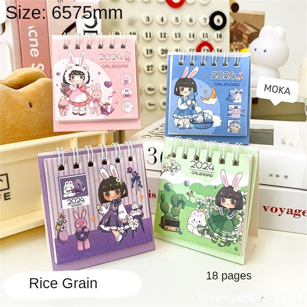 Thiết kế hoạt hình sáng tạo Lịch để bàn mini 2024 Trang trí máy tính để bàn đơn giản sáng tạo Lịch để bàn mini nhỏ Hoạt hình Lịch ghi chú di động