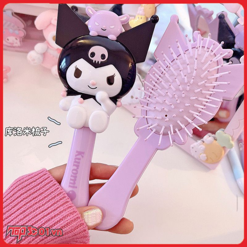 Sanrio Túi Khí Lược Kuromi Cinnamoroll Giai Điệu Massage Cầm Tay Túi Khí Lược Hoạt Hình Bàn Chải Tóc Di Động Cô Gái Tặng-top3C01