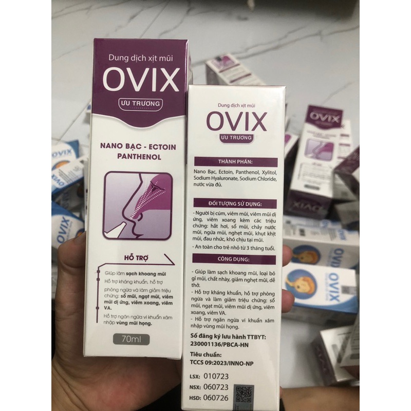 Xịt mũi ưu trương Ovix giúp loại bỏ dịch nhầy, thông thoáng mũi - Chai 70ml