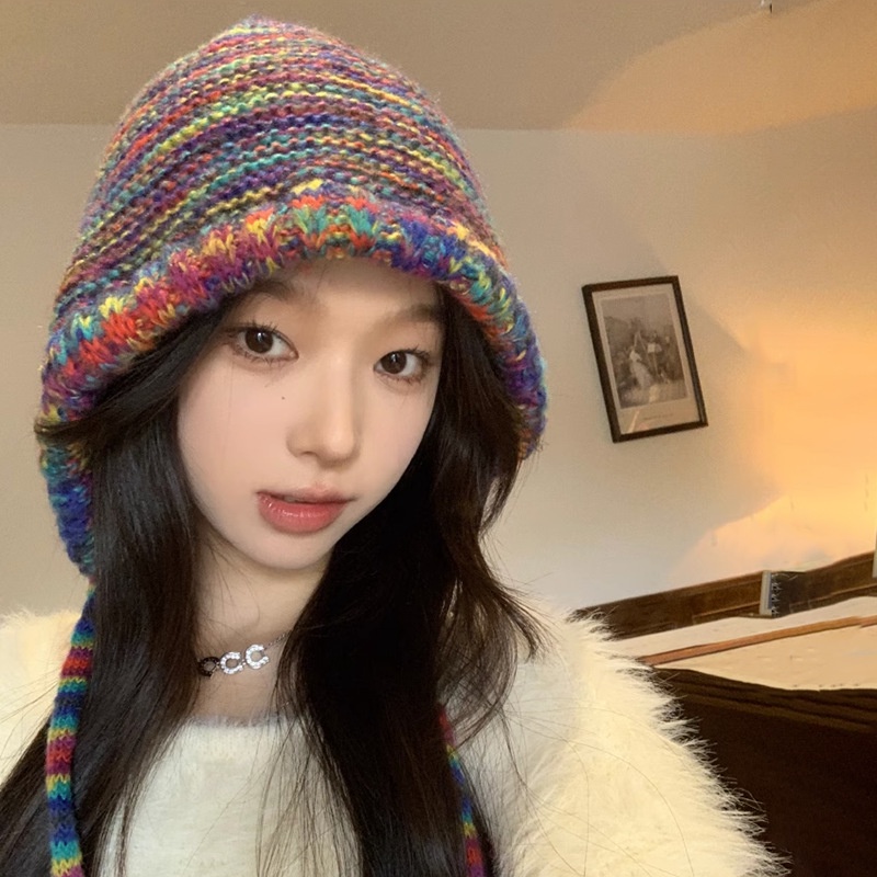 Mũ Len Dệt Kim Nhiều Màu Sắc Giữ Ấm Mùa Đông Cho Nữ
