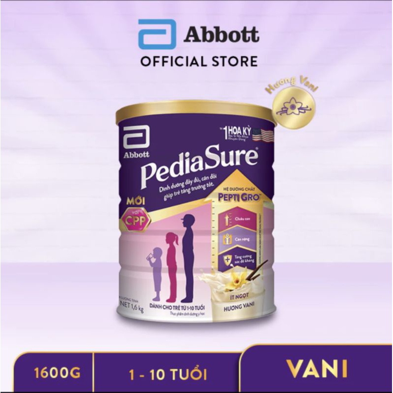 Sữa bột Pediasure 1.6kg hương vani