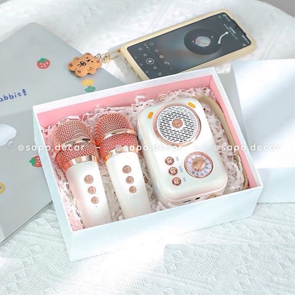 Loa bluetooth 2 mic karaoke retro dễ thương có thể thay đổi 6 tone giọng - Sapo Decor 148 | BigBuy360 - bigbuy360.vn