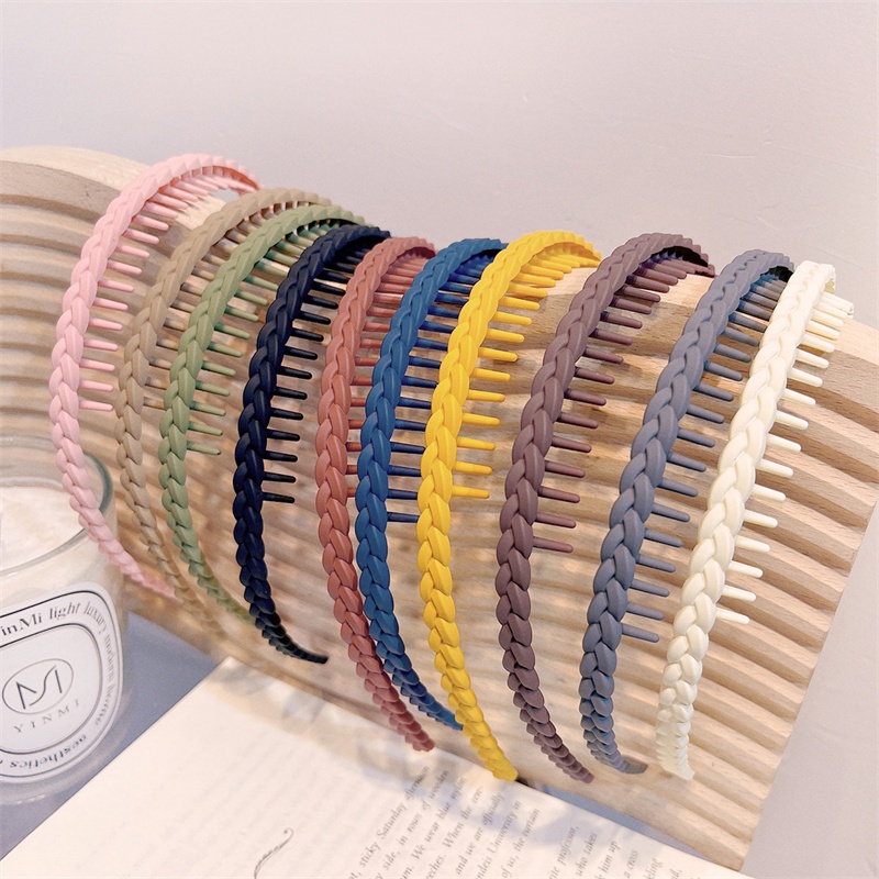 Băng Đô Cài Tóc Răng Co Giãn Chống Trượt Màu Sắc Trơn Phong Cách Hàn Quốc Cho Nữ