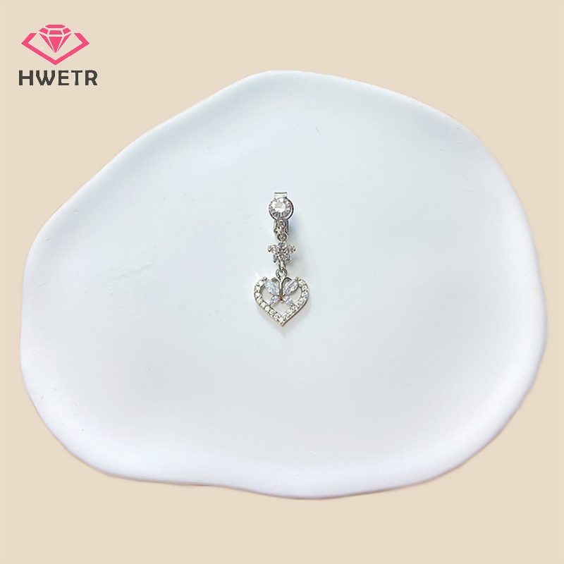 Khuyên Rốn Hình Ngôi Sao Mặt Trăng Đính Đá zircon Giả Kẹp Rốn Không Cần Xỏ Khuyên Mới