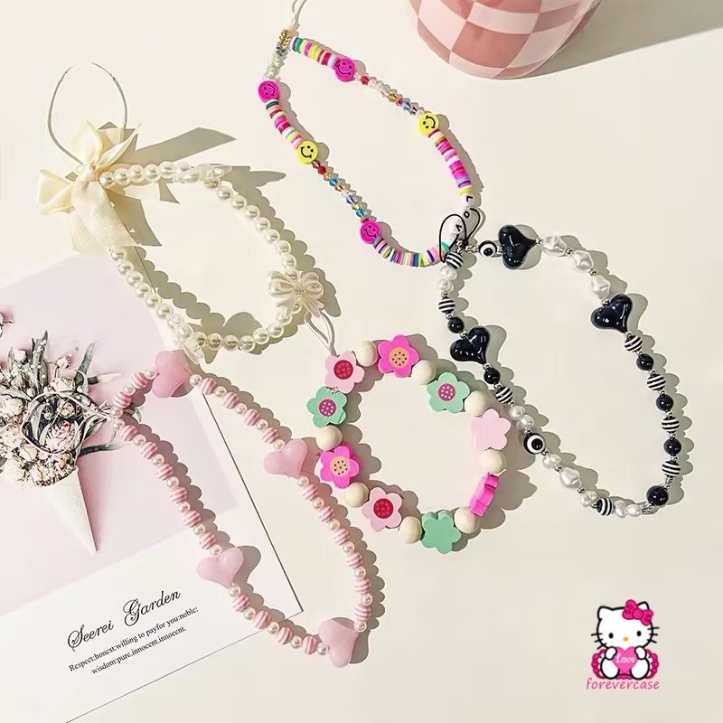 Dây Xích Điện Thoại Bằng acrylic Đa Năng Mặt Hình Nơ / Bông Hoa 3d Nhiều Màu Dễ Thương