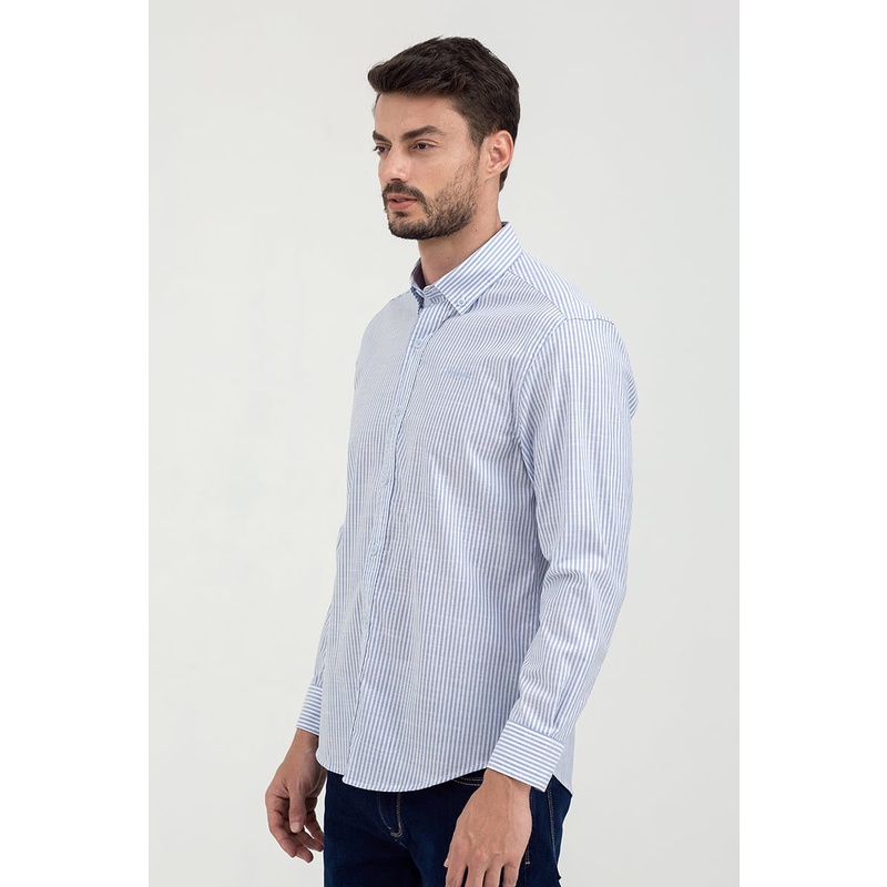 Áo sơ mi tay dài họa tiết kẻ sọc , thời thượng, lịch lãm, chỉn chu John Henry - WS21SS43C-LC