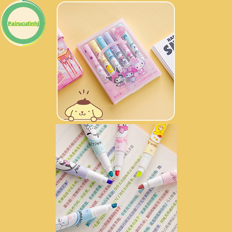 SANRIO Parucutin Hộp 6 Bút Màu Đa Năng Dễ Thương Cho Nữ