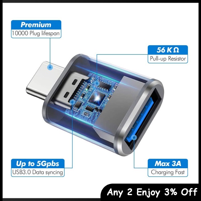 Zevaret Dây Cáp Chuyển Đổi type c Sang usb 3.0 Loại c Cho macbook pro / samsung xiaomi huawei